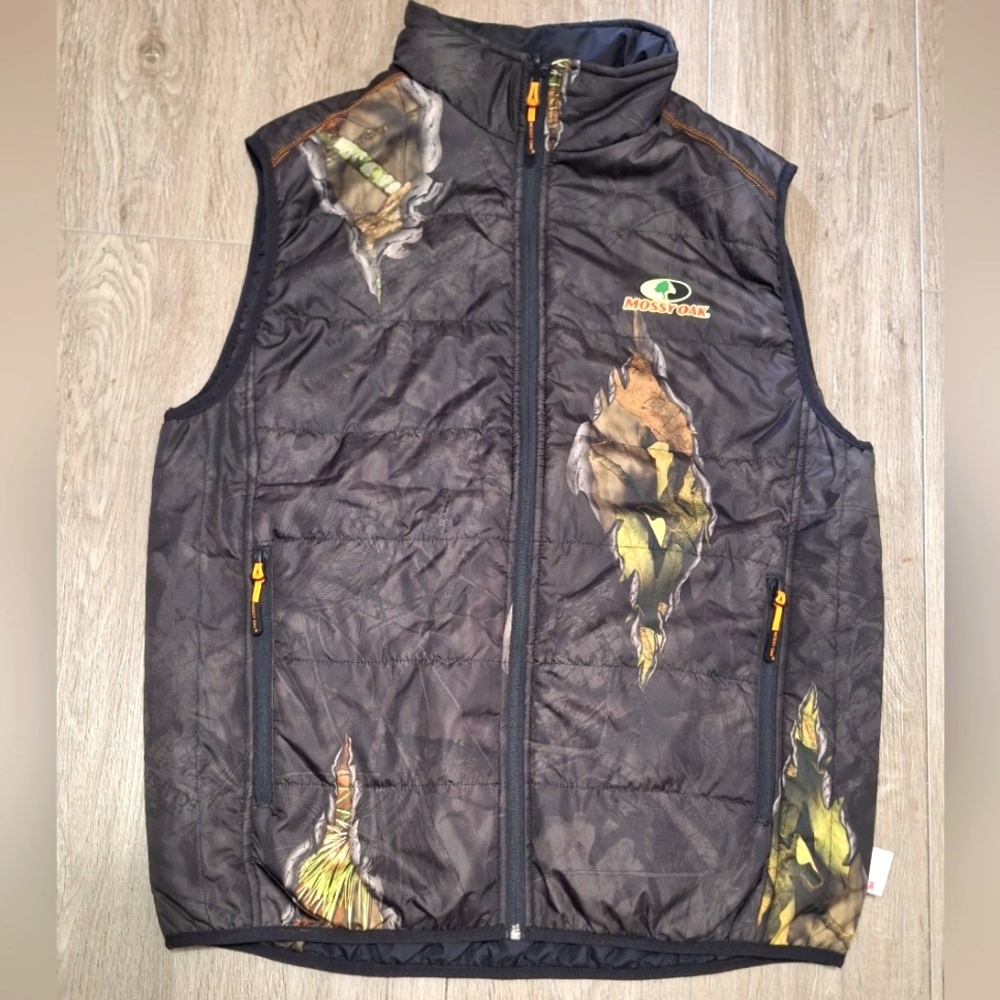Mossy Oak Hunting Vest 3M Thinsulate Reversable Mens Large Thin Camo Vest